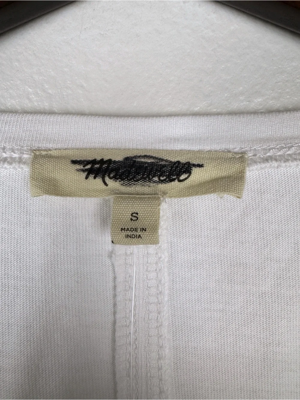 Madewell Puff Sleeve Relaxed Fit Cotton Jersey V-Neck Tee White Size S NWT